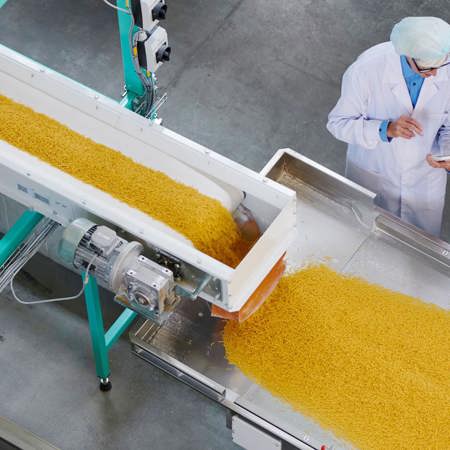 Workers at a food manufacturing plant
