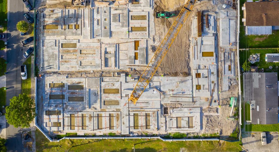 Overhead view of a construction site