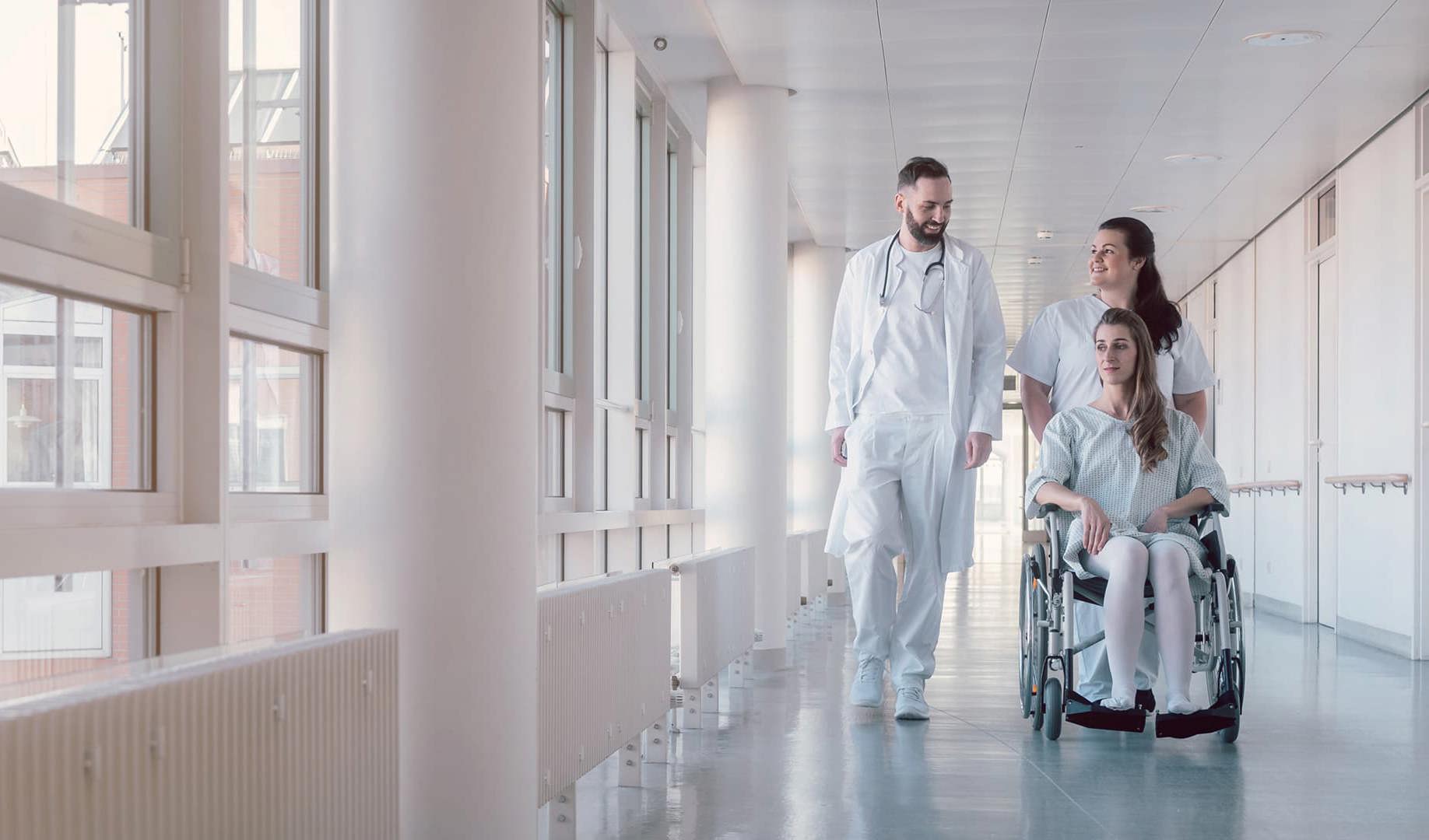 Medical staff and a patient in a hospital