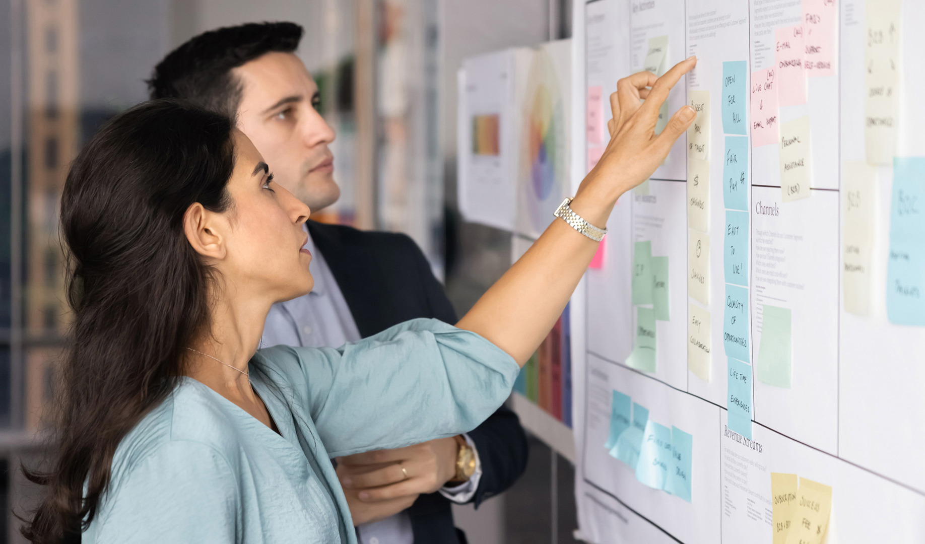 Colleagues reviewing documents